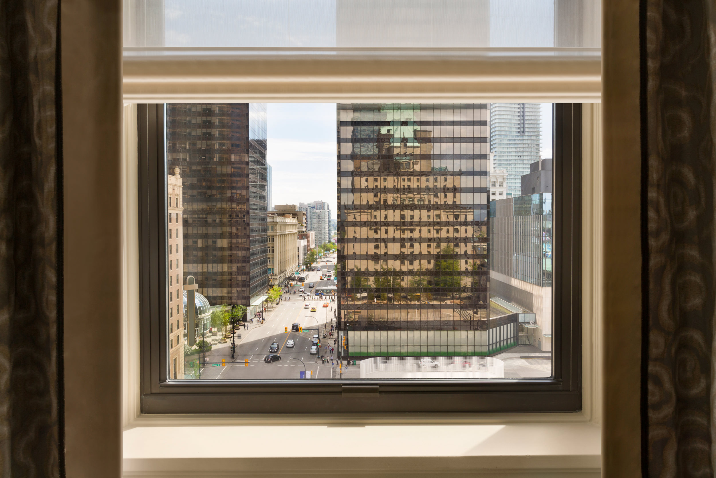 outside shot of vancouver seen through a window