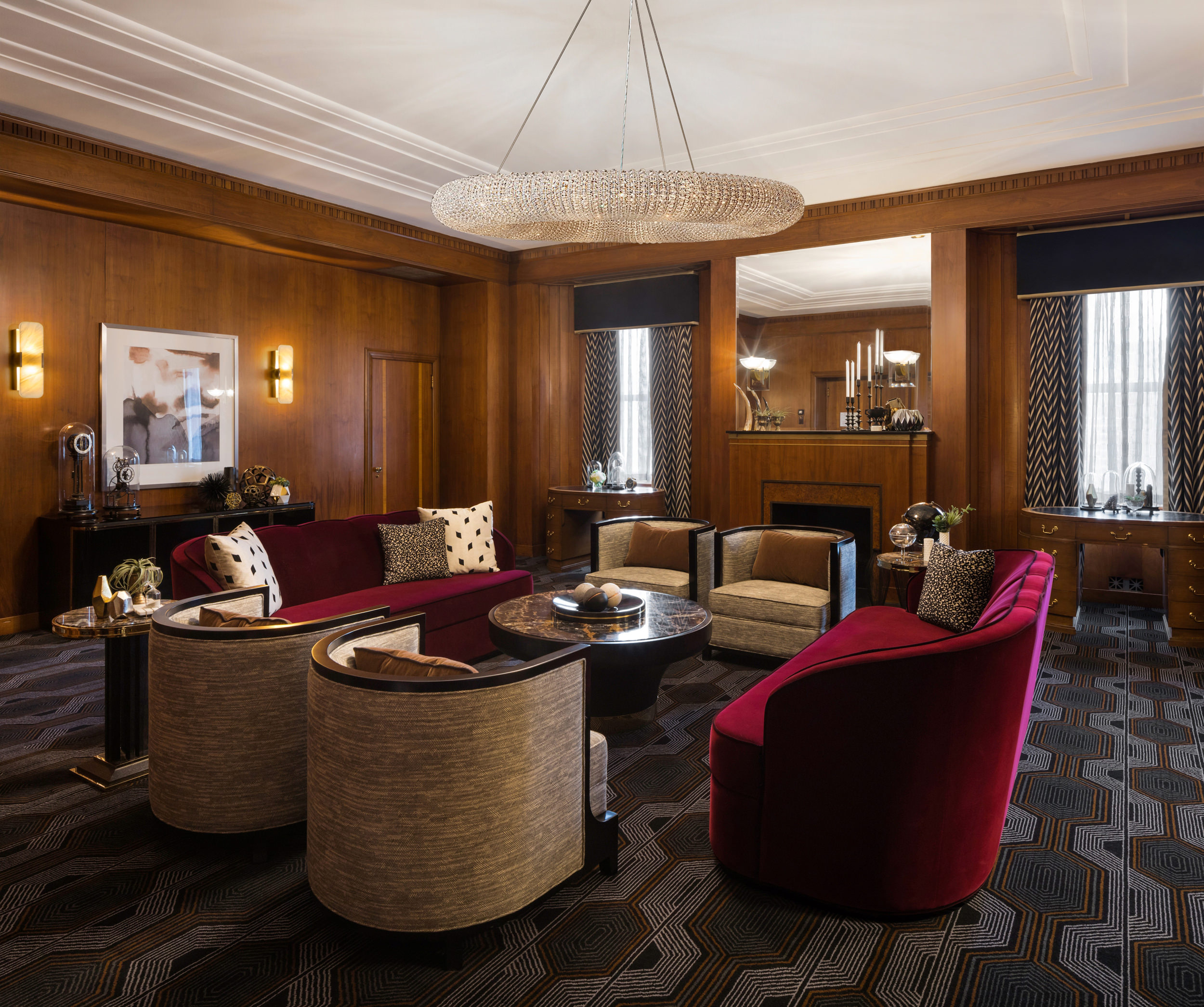 The lavish living room of the Fairmont Hotel Vancouver's Lieutenant Governor's Suite