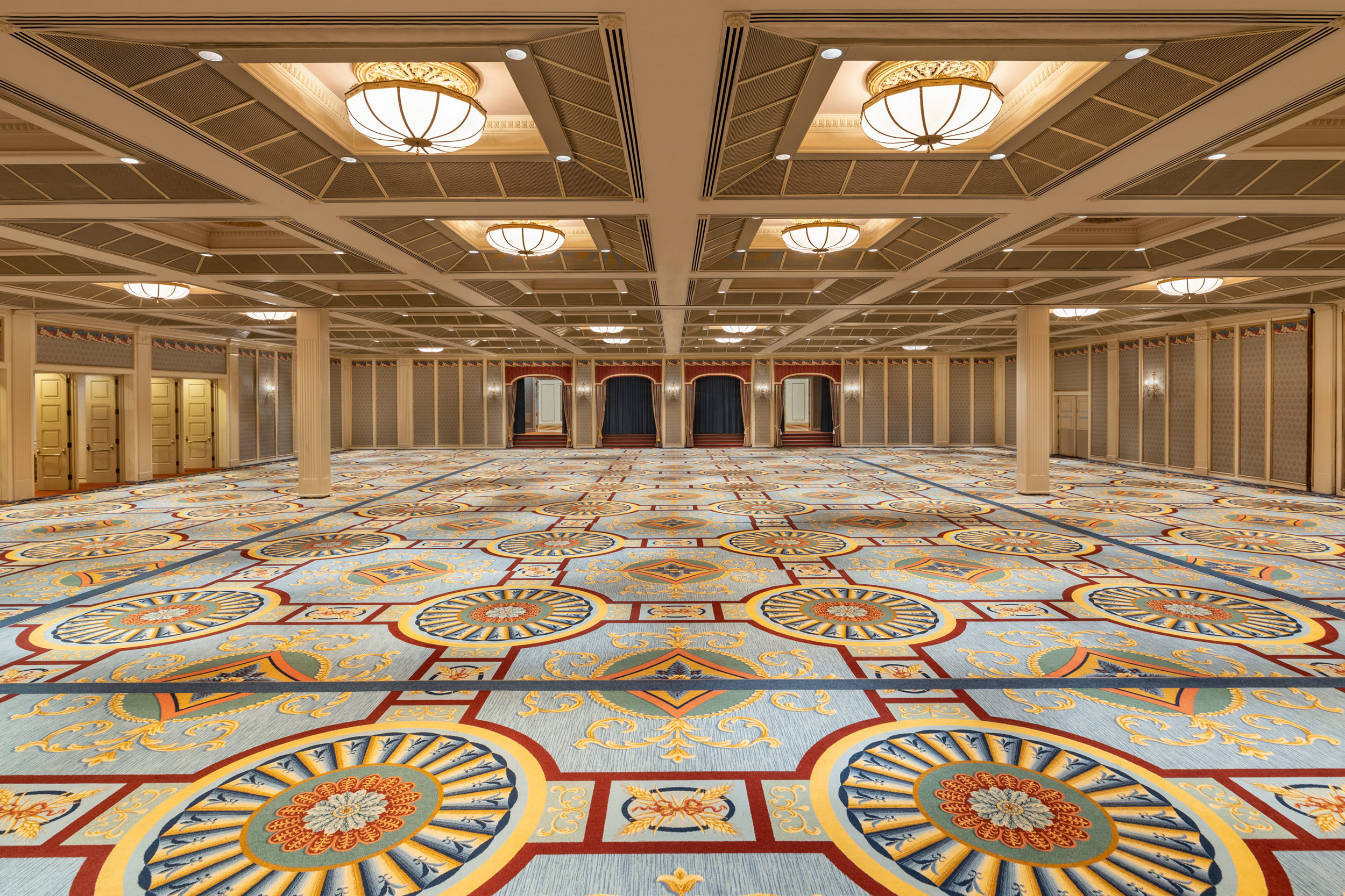 The large and elegant British Columbia Ballroom at Fairmont Hotel Vancouver