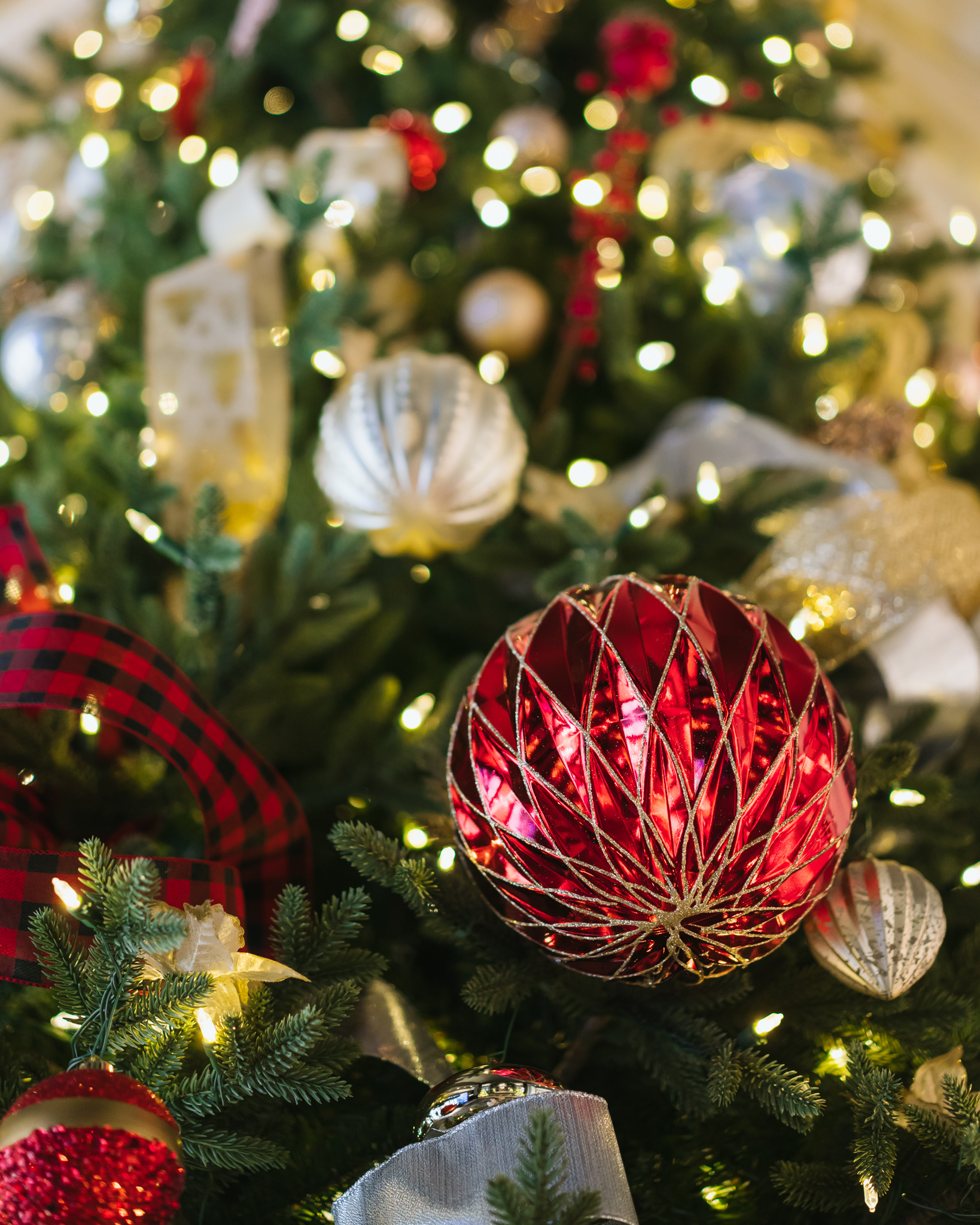 Close up of beautiful holiday decor at Fairmont Hotel Vancouver
