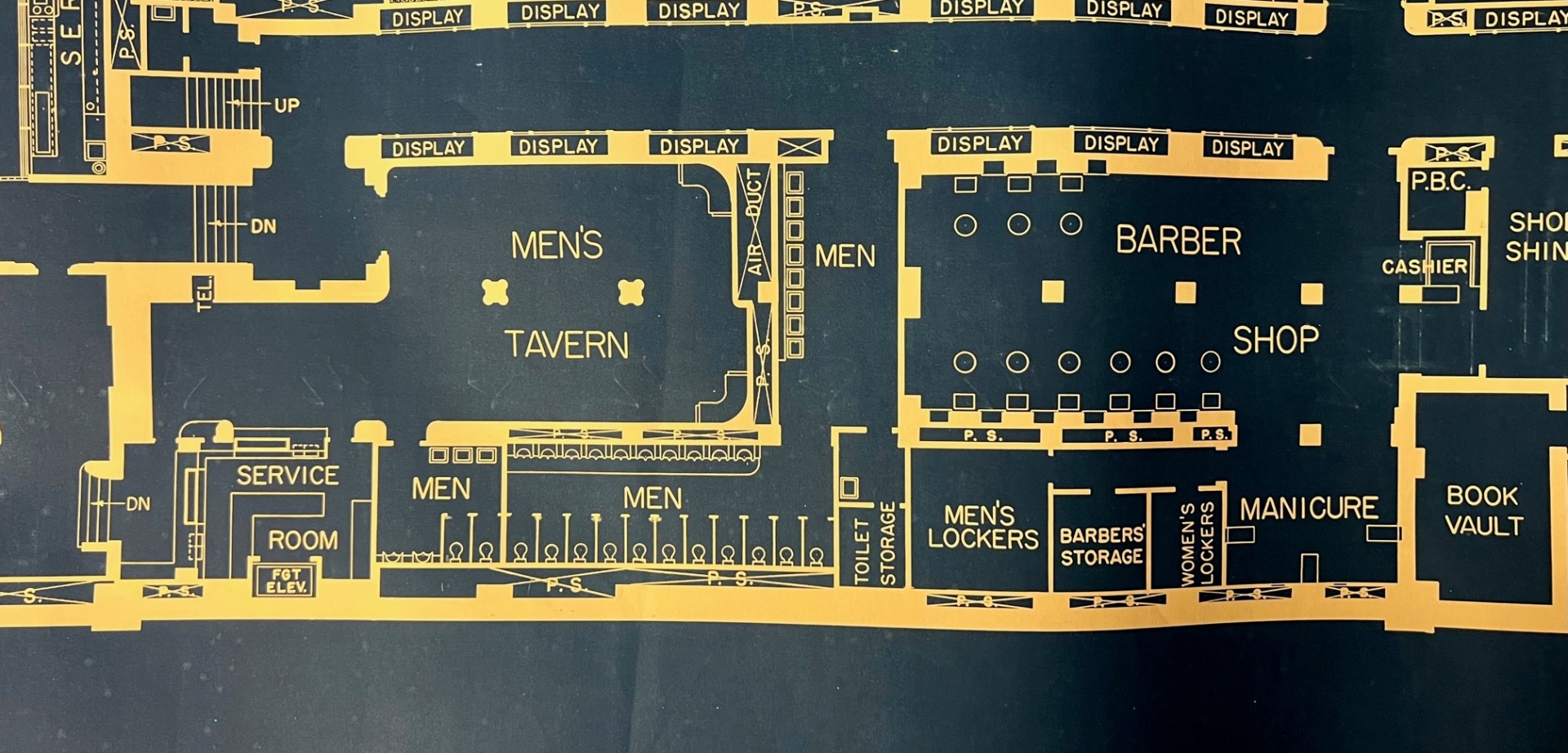 Historical blueprint of gay bar in Hotel Vancouver in 1940s