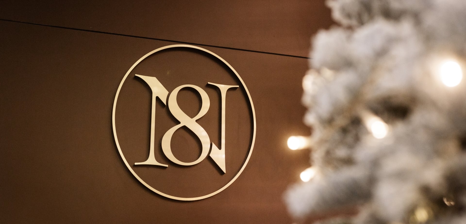 Notch8 sign with holiday decor festive
