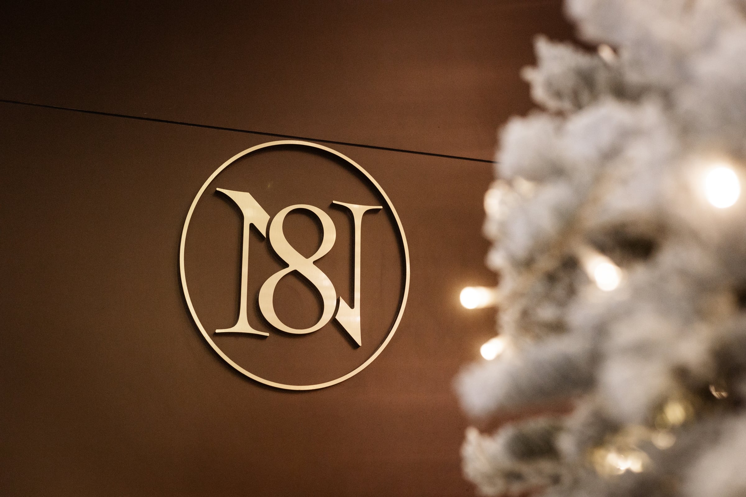 Notch8 sign with holiday decor festive